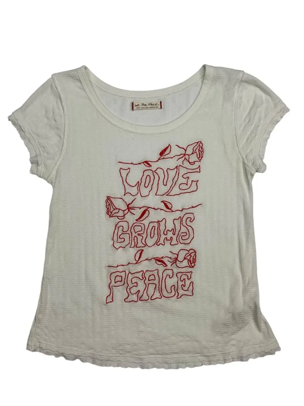 Free People We The Free Adoration Graphic Tee S White LOVE GROWS PEACE